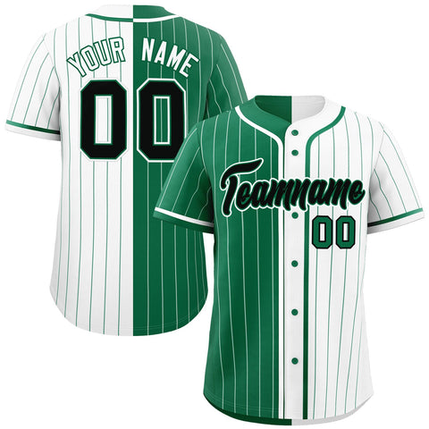 Custom Kelly Green White Two Tone Striped Fashion Authentic Baseball Jersey
