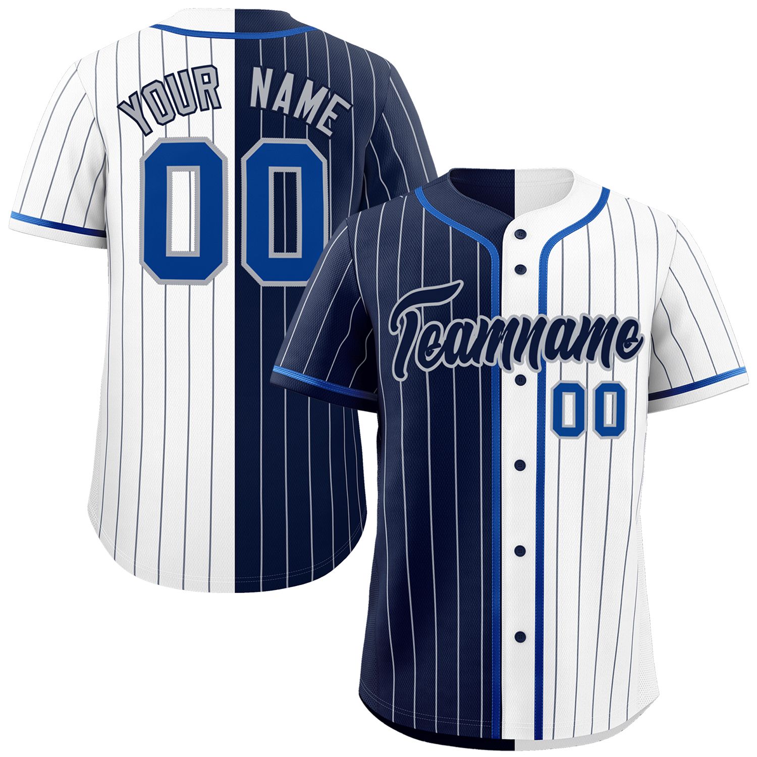 Custom Navy White Two Tone Striped Fashion Authentic Baseball Jersey