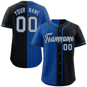 Custom Royal Black Two Tone Striped Fashion Authentic Baseball Jersey