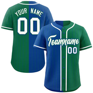 Custom Royal Kelly Green Two Tone Striped Fashion Authentic Baseball Jersey