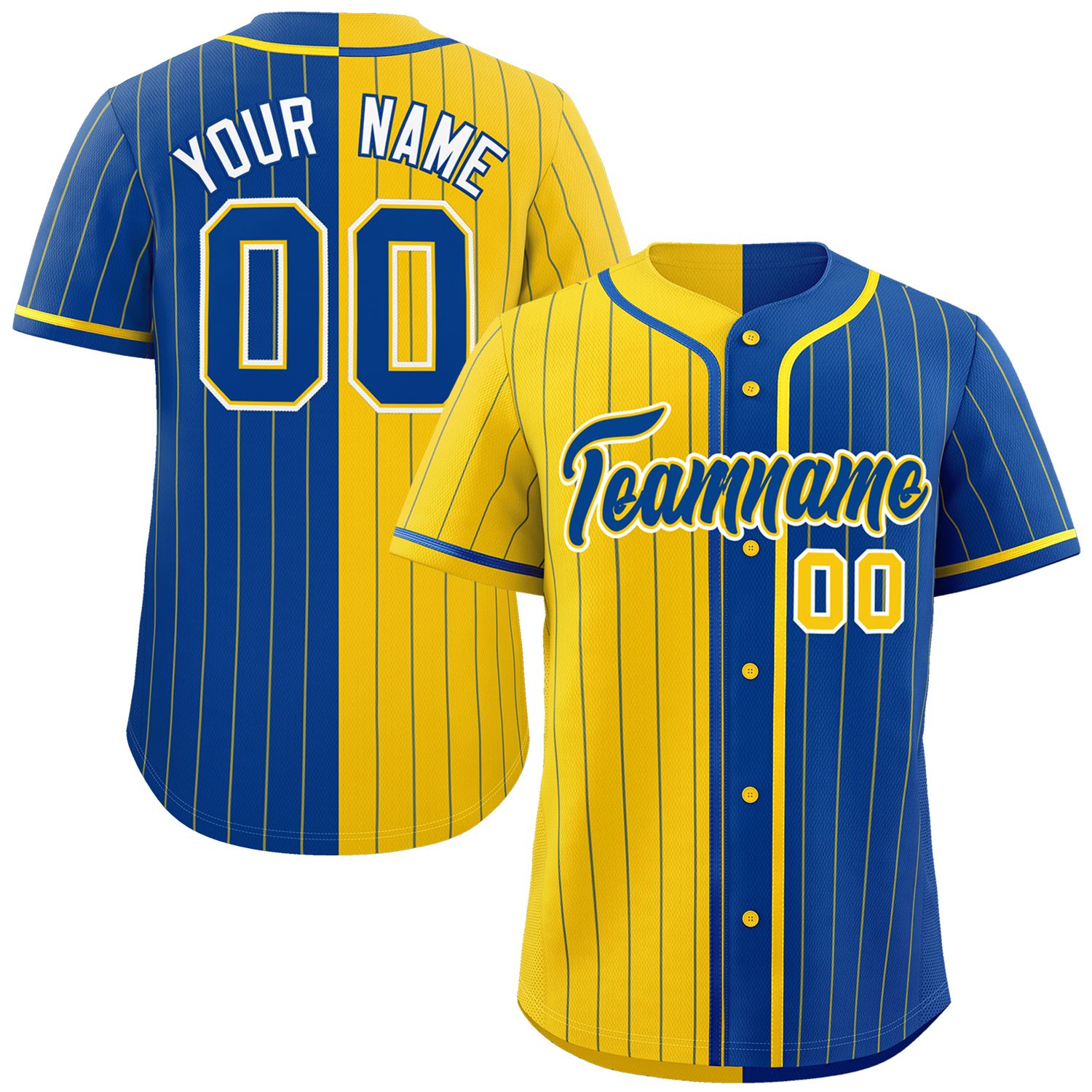 Custom Gold Royal Two Tone Striped Fashion Authentic Baseball Jersey