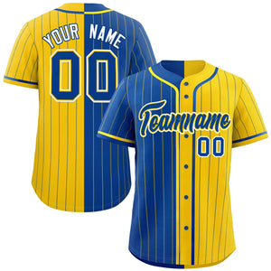 Custom Royal Gold Two Tone Striped Fashion Authentic Baseball Jersey