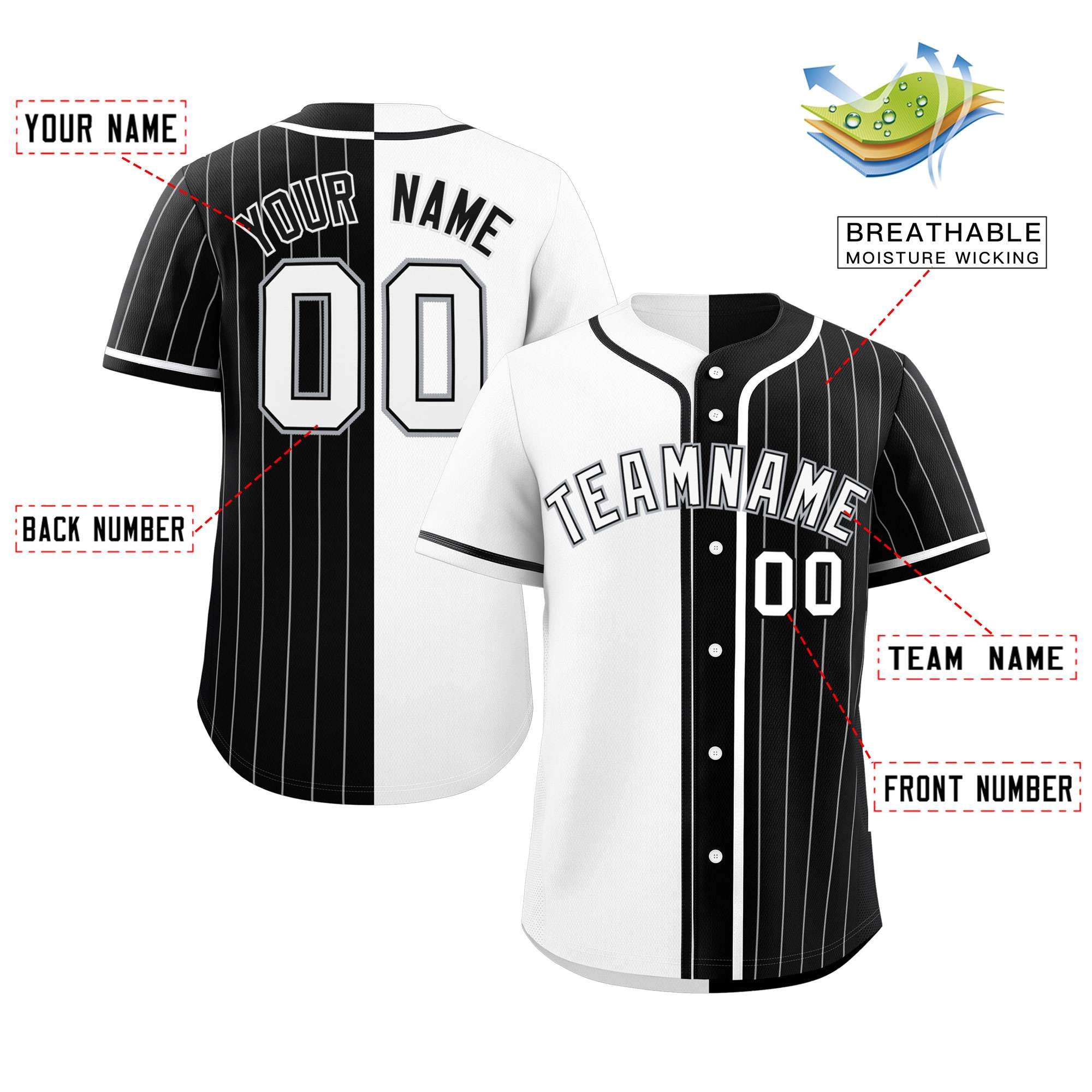 Custom White Black Stripe-Solid Combo Fashion Authentic Baseball Jersey