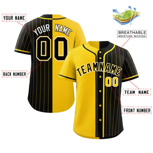 Custom Gold Black Stripe-Solid Combo Fashion Authentic Baseball Jersey