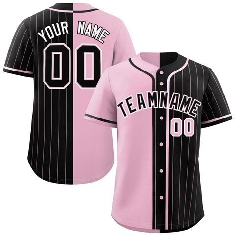 Custom Light Pink Black Stripe-Solid Combo Fashion Authentic Baseball Jersey