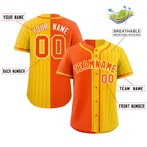 Custom Orange Gold Stripe-Solid Combo Fashion Authentic Baseball Jersey