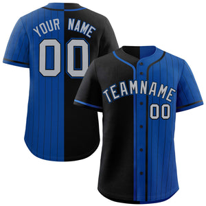 Custom Black Royal Stripe-Solid Combo Fashion Authentic Baseball Jersey