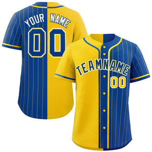 Custom Gold Royal Stripe-Solid Combo Fashion Authentic Baseball Jersey