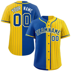 Custom Royal Gold Stripe-Solid Combo Fashion Authentic Baseball Jersey