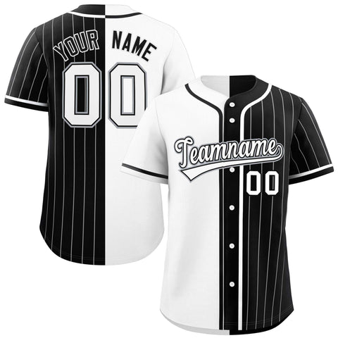 Custom White Black Stripe-Solid Combo Fashion Authentic Baseball Jersey