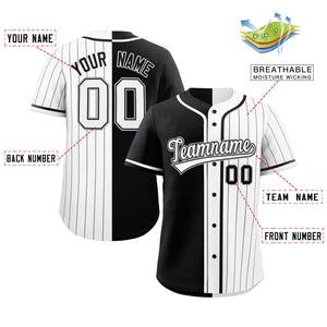 Custom Black White Stripe-Solid Combo Fashion Authentic Baseball Jersey