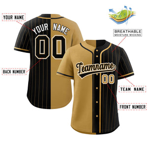 Custom Old Gold Black Stripe-Solid Combo Fashion Authentic Baseball Jersey