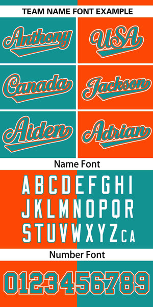 Custom Aqua Orange Stripe-Solid Combo Fashion Authentic Baseball Jersey