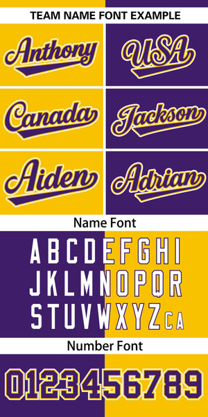 Custom Gold Purple Stripe-Solid Combo Fashion Authentic Baseball Jersey