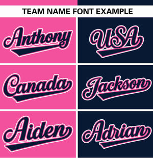 Custom Pink Navy Stripe-Solid Combo Fashion Authentic Baseball Jersey