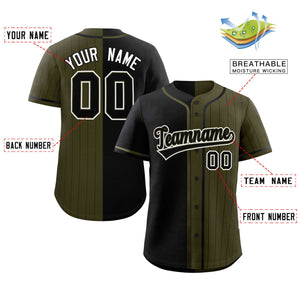 Custom Black Olive Stripe-Solid Combo Fashion Authentic Baseball Jersey