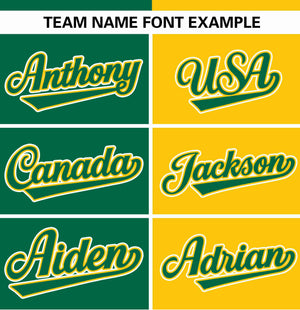 Custom Kelly Green Gold Stripe-Solid Combo Fashion Authentic Baseball Jersey