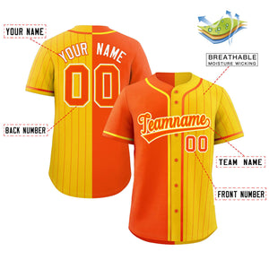 Custom Orange Gold Stripe-Solid Combo Fashion Authentic Baseball Jersey