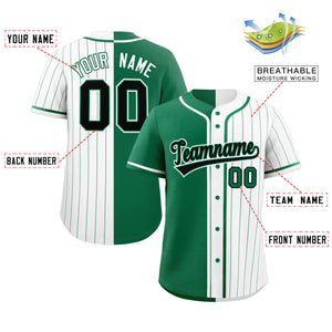 Custom Kelly Green White Stripe-Solid Combo Fashion Authentic Baseball Jersey