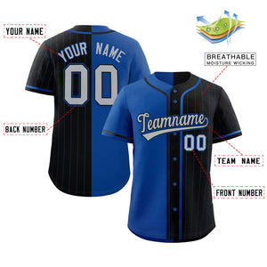 Custom Royal Black Stripe-Solid Combo Fashion Authentic Baseball Jersey