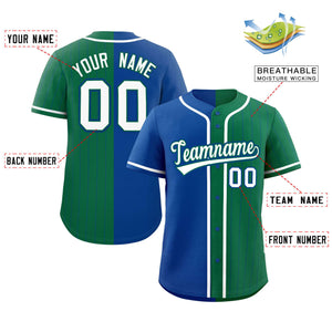 Custom Royal Kelly Green Stripe-Solid Combo Fashion Authentic Baseball Jersey