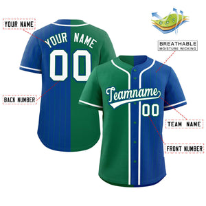 Custom Kelly Green Royal Stripe-Solid Combo Fashion Authentic Baseball Jersey