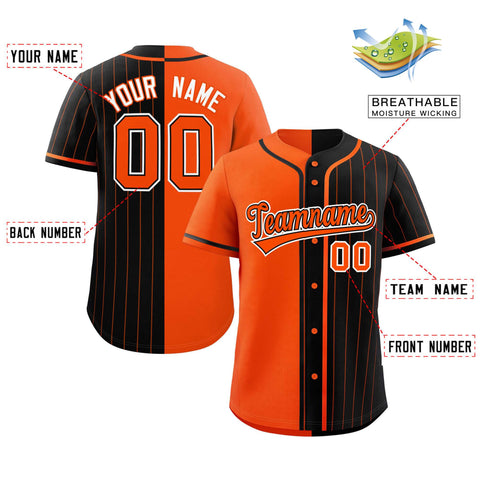Custom Orange Black Stripe-Solid Combo Fashion Authentic Baseball Jersey
