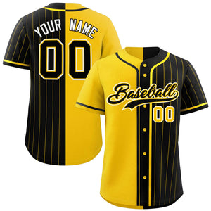 Custom Gold Black Stripe-Solid Combo Fashion Authentic Baseball Jersey