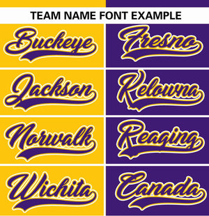 Custom Gold Purple Stripe-Solid Combo Fashion Authentic Baseball Jersey