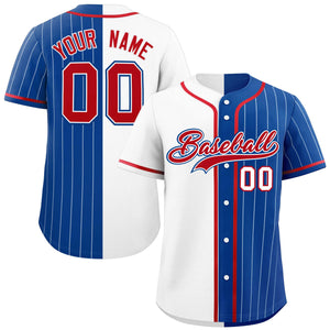 Custom White Royal Stripe-Solid Combo Fashion Authentic Baseball Jersey