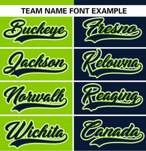 Custom Neon Green Navy Stripe-Solid Combo Fashion Authentic Baseball Jersey