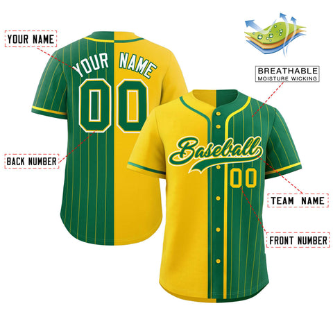 Custom Gold Kelly Green Stripe-Solid Combo Fashion Authentic Baseball Jersey