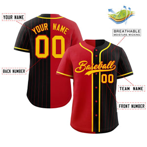 Custom Red Black Stripe-Solid Combo Fashion Authentic Baseball Jersey