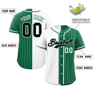 Custom White Kelly Green Stripe-Solid Combo Fashion Authentic Baseball Jersey