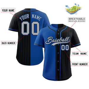 Custom Royal Black Stripe-Solid Combo Fashion Authentic Baseball Jersey