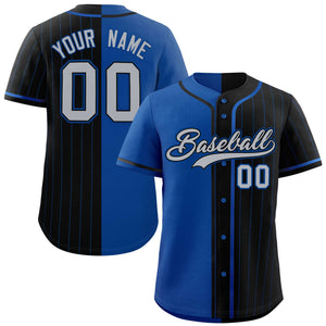 Custom Royal Black Stripe-Solid Combo Fashion Authentic Baseball Jersey