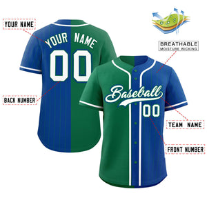 Custom Kelly Green Royal Stripe-Solid Combo Fashion Authentic Baseball Jersey