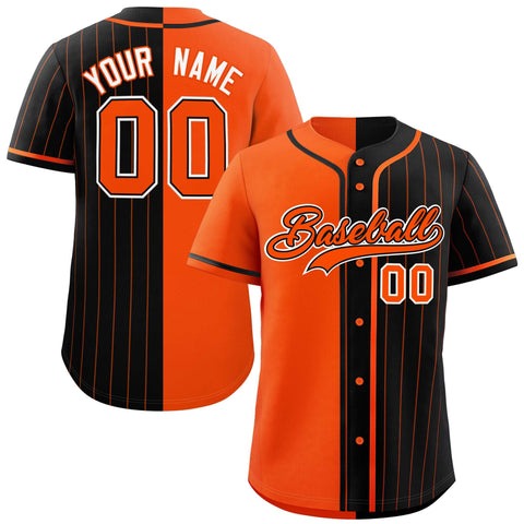 Custom Orange Black Stripe-Solid Combo Fashion Authentic Baseball Jersey