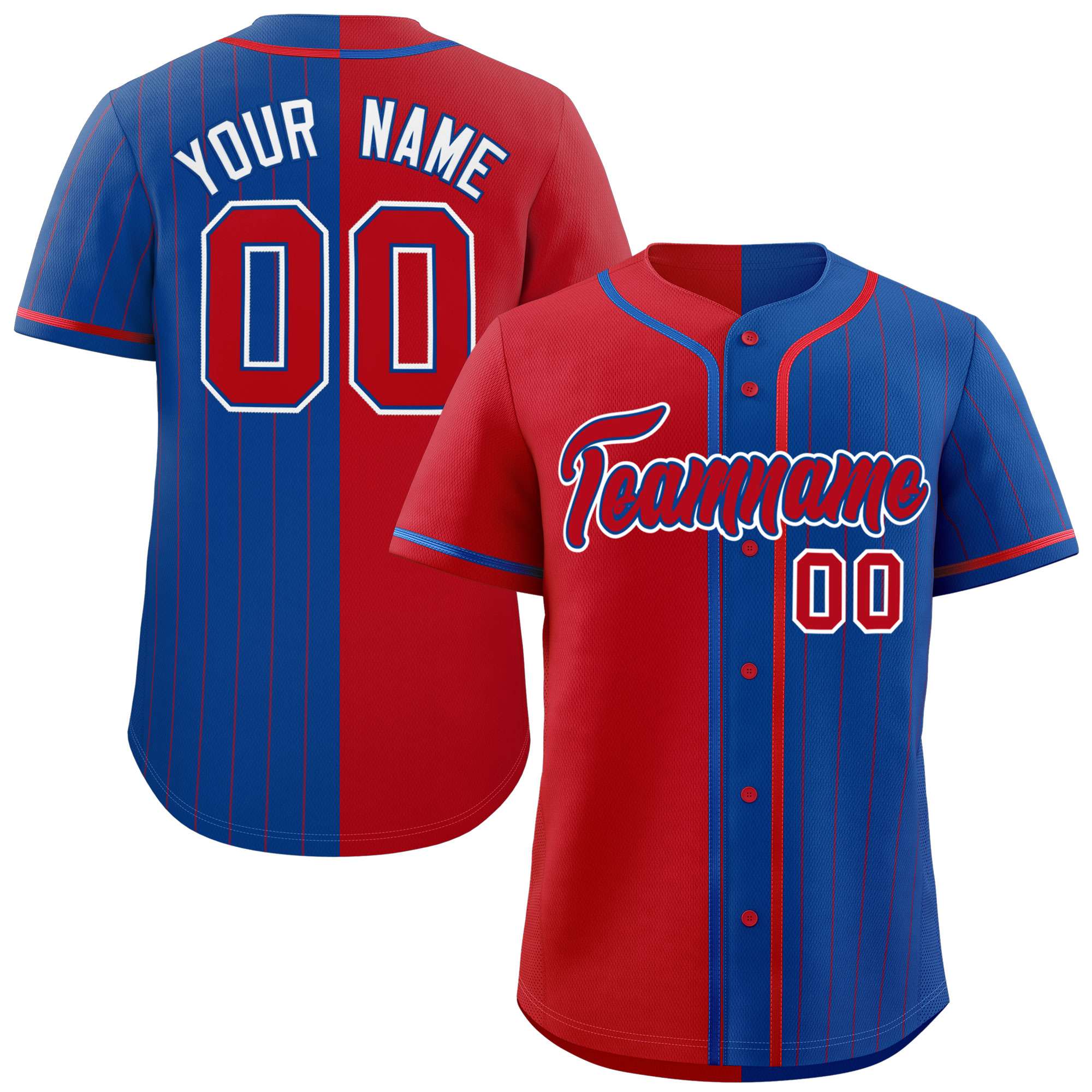 Custom Red Royal Stripe-Solid Combo Fashion Authentic Baseball Jersey