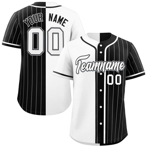 Custom White Black Stripe-Solid Combo Fashion Authentic Baseball Jersey