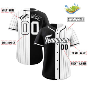 Custom Black White Stripe-Solid Combo Fashion Authentic Baseball Jersey