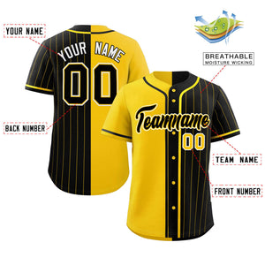 Custom Gold Black Stripe-Solid Combo Fashion Authentic Baseball Jersey