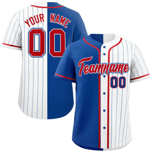 Custom Royal White Stripe-Solid Combo Fashion Authentic Baseball Jersey