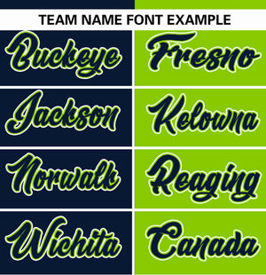 Custom Navy Neon Green Stripe-Solid Combo Fashion Authentic Baseball Jersey