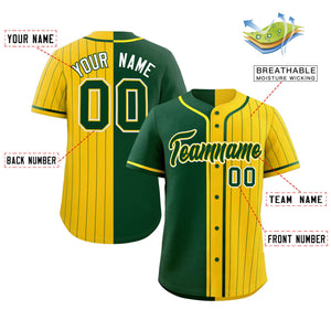 Custom Green Gold Stripe-Solid Combo Fashion Authentic Baseball Jersey