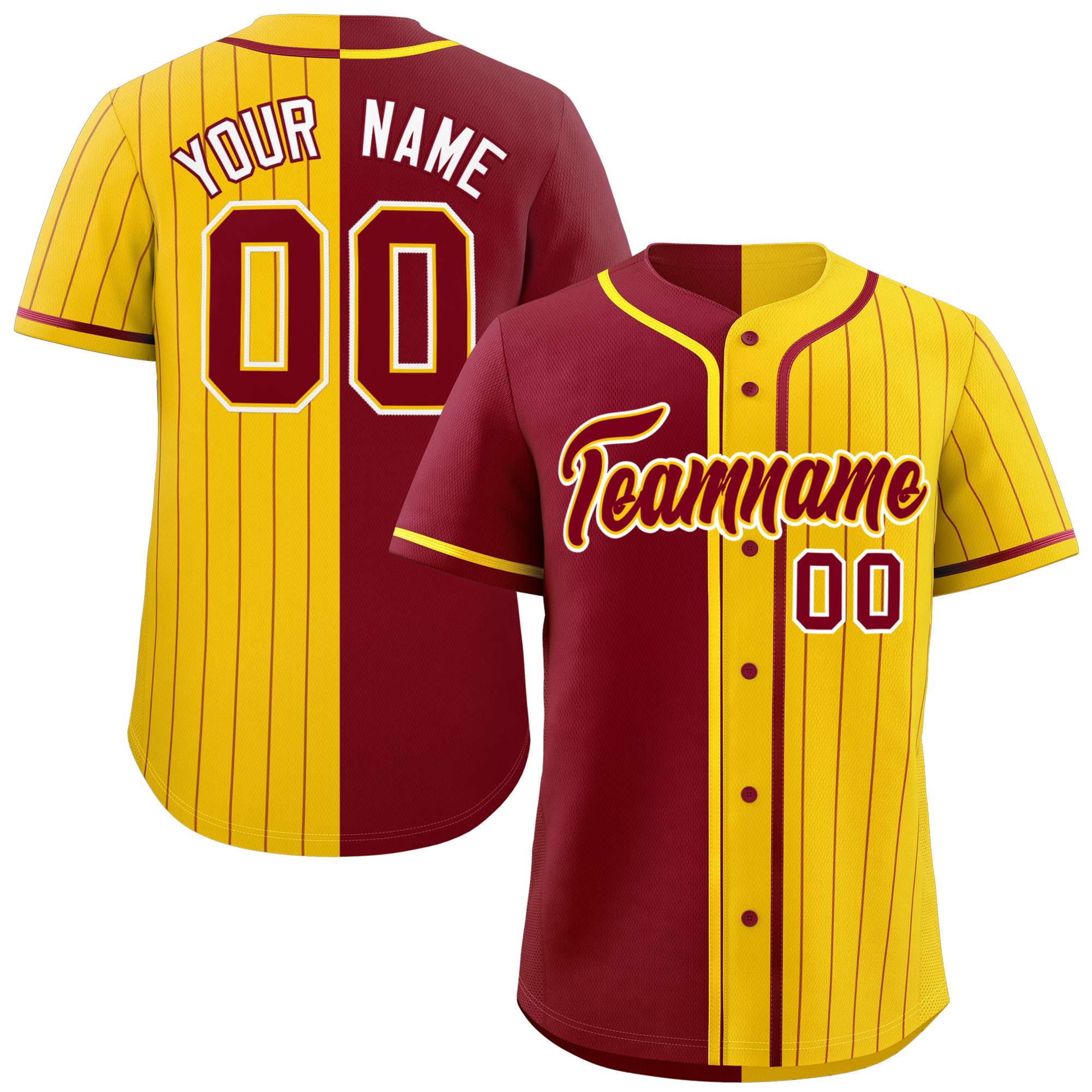 Custom Crimson Gold Stripe-Solid Combo Fashion Authentic Baseball Jersey