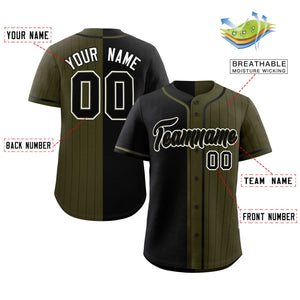 Custom Black Olive Stripe-Solid Combo Fashion Authentic Baseball Jersey