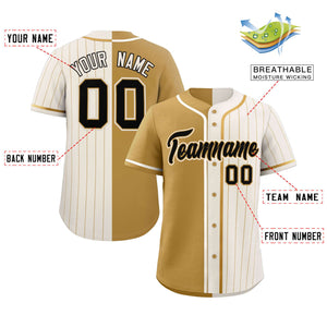 Custom Old Gold Cream Stripe-Solid Combo Fashion Authentic Baseball Jersey