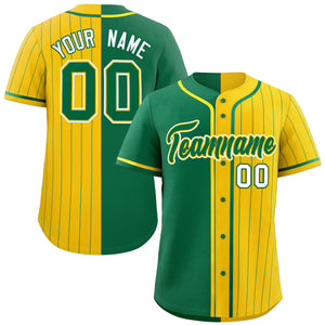 Custom Kelly Green Gold Stripe-Solid Combo Fashion Authentic Baseball Jersey