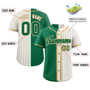 Custom Kelly Green Cream Stripe-Solid Combo Fashion Authentic Baseball Jersey